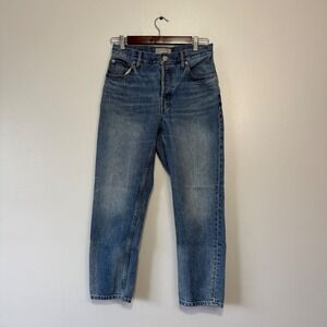 Everlane The Way High Jean Womens Blue Straight Leg Button Fly Denim Pants 27‎